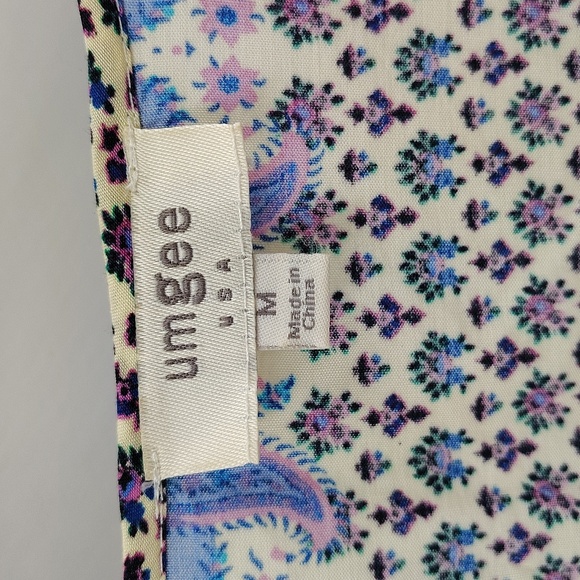 Umgee Shift Dress Size Medium Three Quarter Sleeve wTie Vibrant Pink Blue Colors - Picture 3 of 5